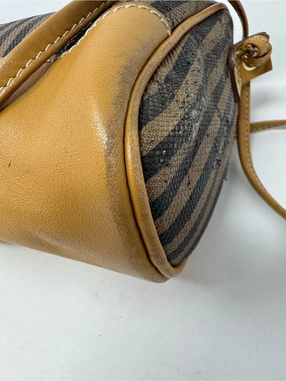 Fendi vintage leather stripped crossbody bag